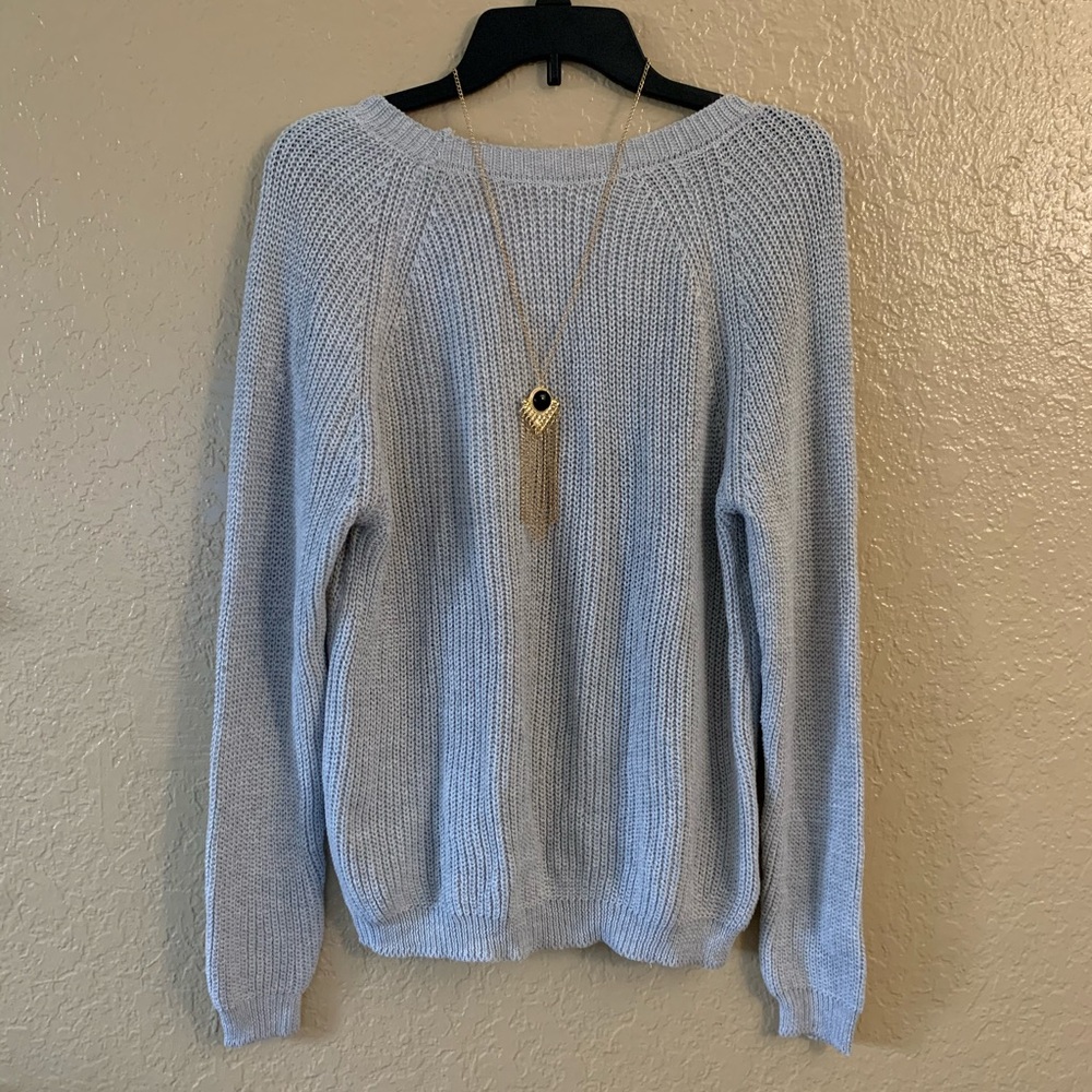 LuLu’s | KNIT GRAY OPEN BACK SWEATER | SMALL | NWT